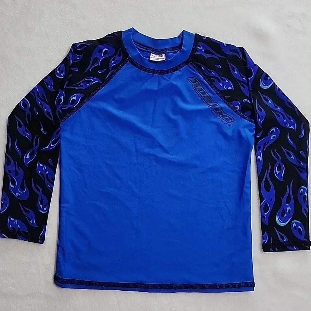 Kids Ron Jon Surf Shop Long Sleeve Rash Guard, Blue/Black, Size 4,‎ Pre-Owned